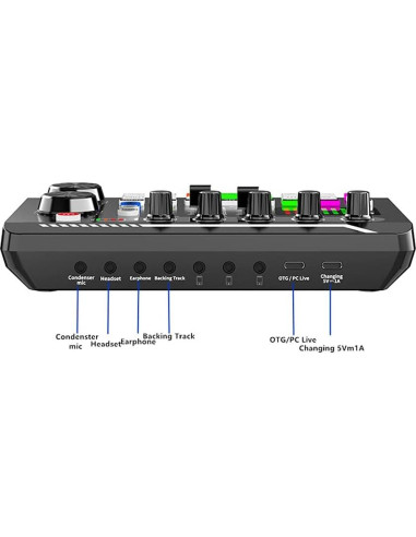 Tarjeta de Sonido en Vivo Bluetooth con 16 Efectos - Negro