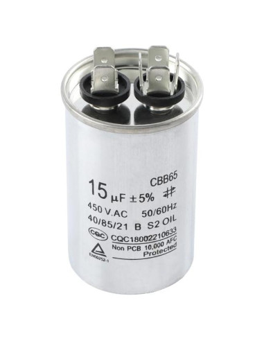 Capacitor CBB65 15uF +/-5% 450V para Aire Acondicionado