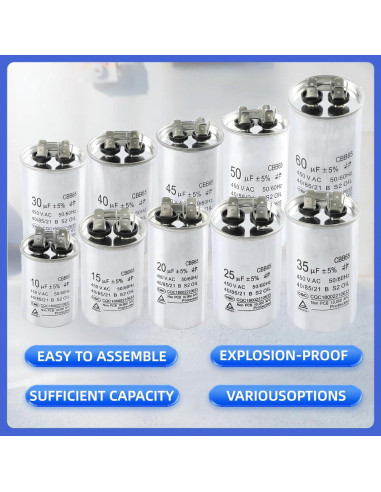 Capacitor CBB65 15uF +/-5% 450V para Aire Acondicionado