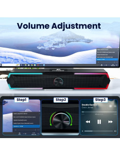 Altavoces de computadora Tylubio ST200 con Bluetooth y LED 2