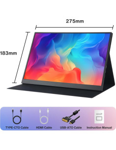 Monitor Portátil JYXCN 14" FHD 1080P Táctil USB-C HDMI 2