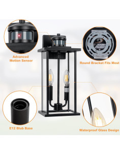 Aplique Exterior SIAFAVOI con Sensor de Movimiento 40.64 cm 2-Pack 2