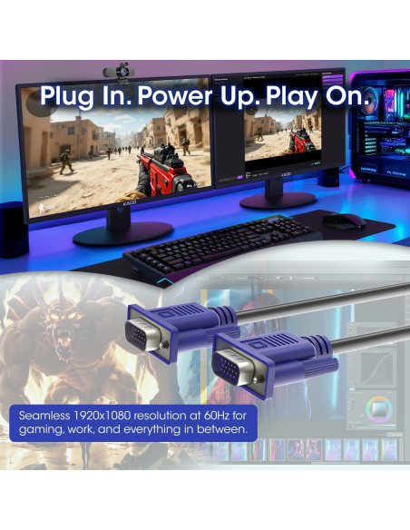 Cable VGA 1.5m Kado Macho a Macho 1920x1080 FHD