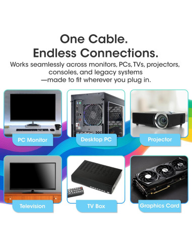 Cable VGA 1.5m Kado Macho a Macho 1920x1080 FHD