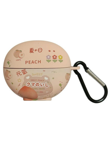 Estuche de Silicona Huawei Freeclip Durazno Kawaii con Gancho