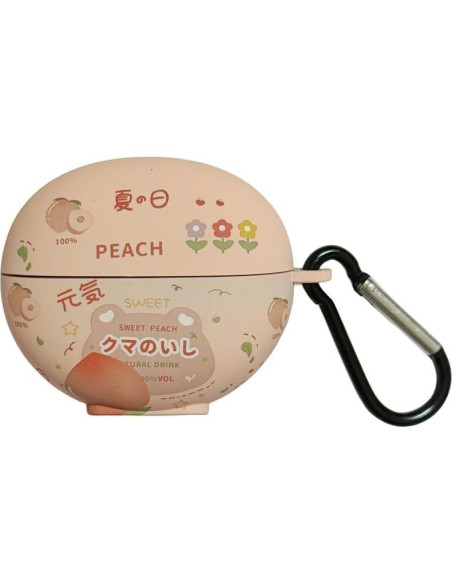 Estuche de Silicona Huawei Freeclip Durazno Kawaii con Gancho