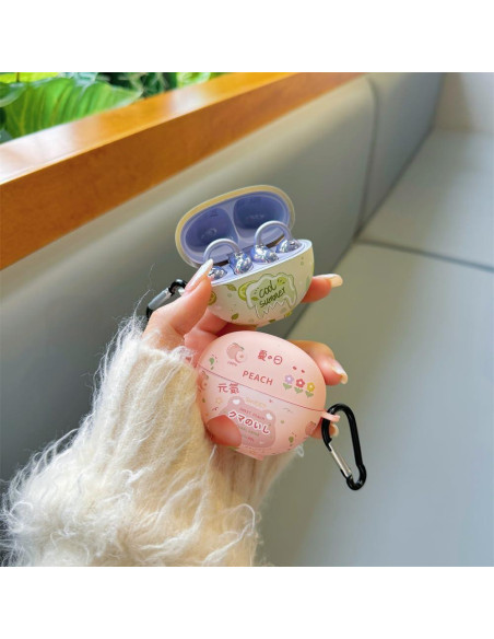 Estuche de Silicona Huawei Freeclip Durazno Kawaii con Gancho