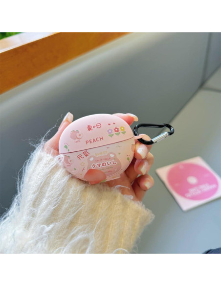 Estuche de Silicona Huawei Freeclip Durazno Kawaii con Gancho