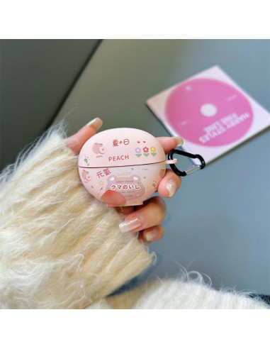 Estuche de Silicona Huawei Freeclip Durazno Kawaii con Gancho