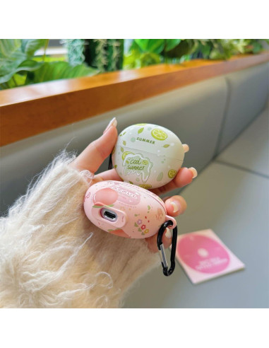 Estuche de Silicona Huawei Freeclip Durazno Kawaii con Gancho