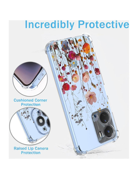 Funda Floral Vivo Y16 4G / Y02S 4G - TPU Transparente Funda Floral Vivo Y16 4G / Y02S 4G - TPU Transparente