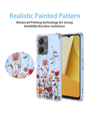 Funda Floral Vivo Y16 4G / Y02S 4G - TPU Transparente