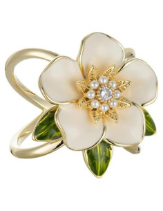 Anillo de Bufanda de Flor Gardenia Kokoma con Cristales CZ