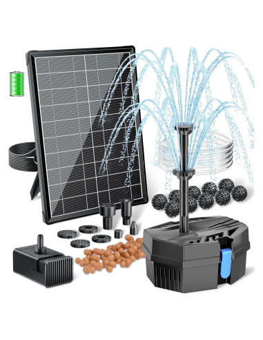 Bomba de Fuente Solar POPOSOAP 8W con Filtro y Batería 3000mAh