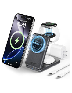 Cargador Inalámbrico Magnético Acer 3 en 1 15W para iPhone y Apple Watch