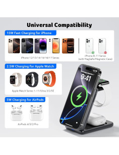 Cargador Inalámbrico Magnético Acer 3 en 1 15W para iPhone y Apple Watch 2