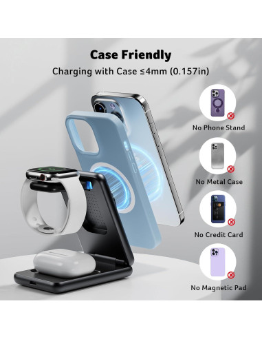 Cargador Inalámbrico Magnético Acer 3 en 1 15W para iPhone y Apple Watch