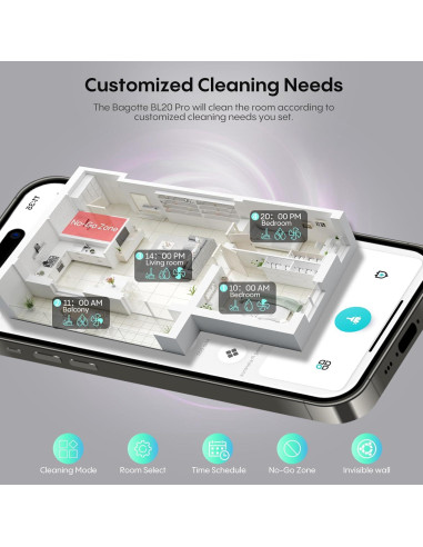 Aspiradora Robot Bagotte 20 Pro-2 con Autovaciado 5000Pa