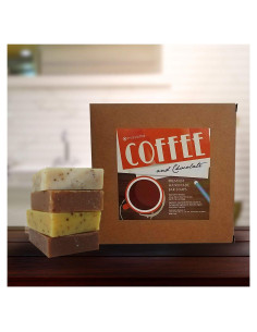 Juego de Jabones Artesanales Missamé - Aroma a Café y Chocolate, 4 Jabones de 141 g