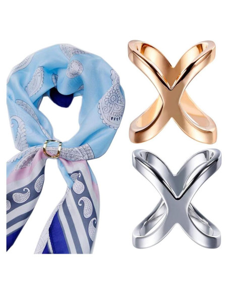 Anillos de Bufanda UPSTORE en Forma de X Oro y Plata 2PCS