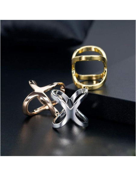 Anillos de Bufanda UPSTORE en Forma de X Oro y Plata 2PCS