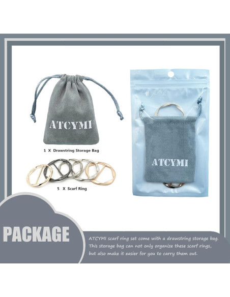 5 Anillos de Bufanda Clip de Metal ATCYMI para Mujeres 35mm