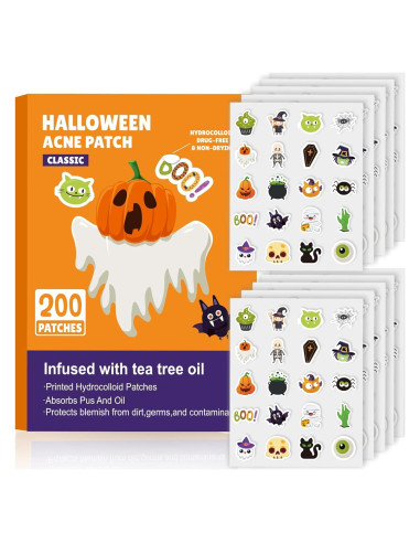 200 Parches para Acné Halloween Ouvibor con Ácido Salicílico