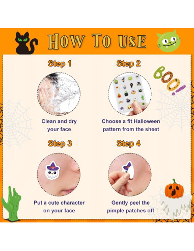 200 Parches para Acné Halloween Ouvibor con Ácido Salicílico