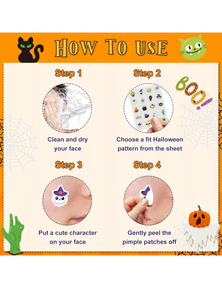 200 Parches para Acné Halloween Ouvibor con Ácido Salicílico