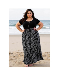 Vestido Maxi Talla Grande Nemidor Negro Anacardo 14 Plus 2