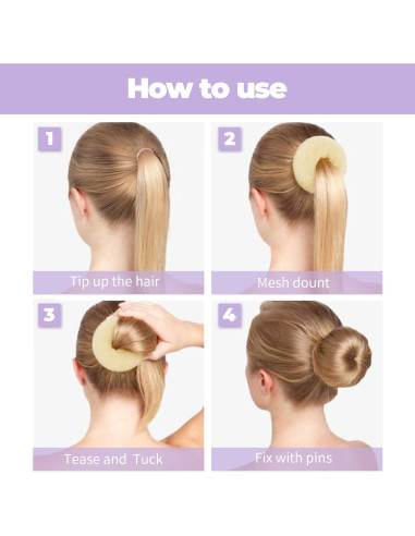 Hacedor de Moño Donut TsMADDTs 3PCS con 20 Horquillas Rubias