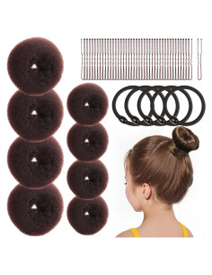 Set Hacedor de Moño Donut FANDAMEI 8PCS para Niños Marrón