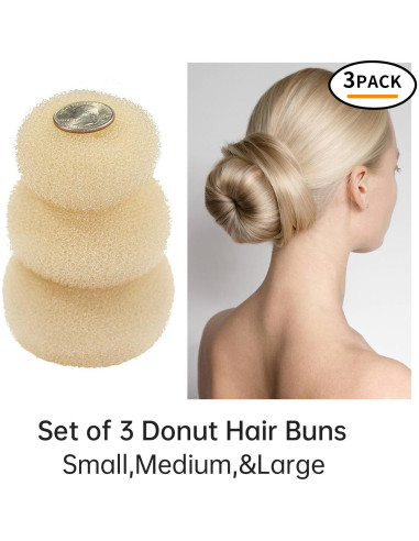 Hacedor de Moño Donut TsMADDTs 3PCS con 20 Horquillas Rubias