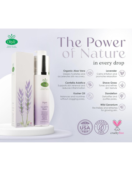 Limpiador Facial Orgánico Ornic con Aloe Vera y Lavanda 142g