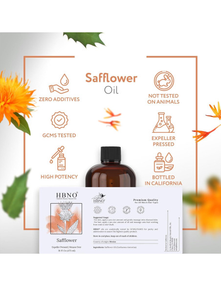 Aceite de Cártamo Orgánico HBNO 475ml - Alto Oleico para Cuidado Personal Aceite de Cártamo Orgánico HBNO 475ml - Alto Oleico para Cuidado Personal