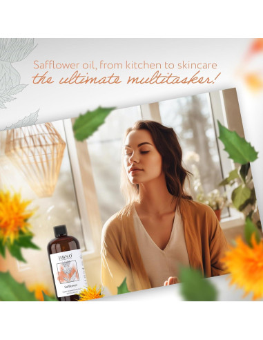 Aceite de Cártamo Orgánico HBNO 475ml - Alto Oleico para Cuidado Personal