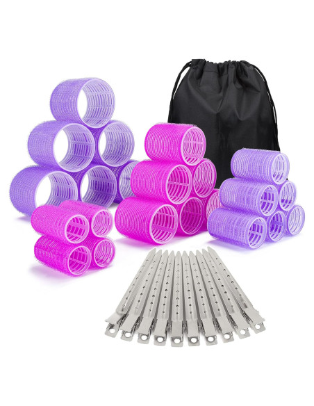 Juego de 33 Rulos Autoadhesivos ELASO para Cabello Largo y Medio