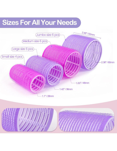 Juego de 33 Rulos Autoadhesivos ELASO para Cabello Largo y Medio