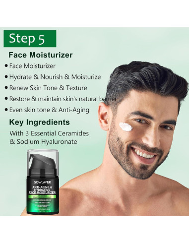 Set de Cuidado Facial para Hombres GOWLAVER - Hidratante y Antienvejecimiento