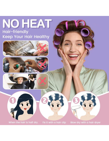 Juego de 33 Rulos Autoadhesivos ELASO para Cabello Largo y Medio