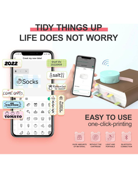 Impresora de Etiquetas Portátil PeriPage L1 Rosa - Bluetooth, Sin Tinta