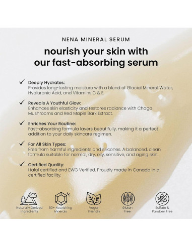 Suero Mineral NENA Cuidado de la Piel 29.57 ml - Vitamina C y Ácido Hialurónico