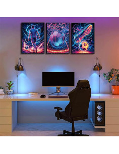 Set de 3 Pósters de Fútbol Neón 30x40cm Decoración Infantil 2