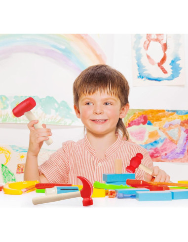 Juego de 3 Martillos de Madera Juguete Waenerec para Niños
