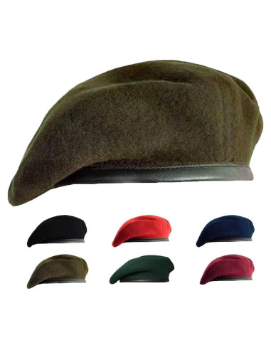 Boina Militar Gajaous para Hombre y Mujer - 100% Lana, Talla Única, Color Verde