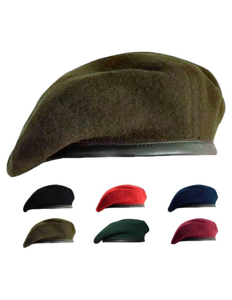 Boina Militar Gajaous para Hombre y Mujer - 100% Lana, Talla Única, Color Verde