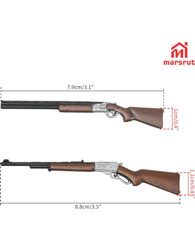 Set 2 Rifles Miniatura Marsrut 1/12 para Casa de Muñecas
