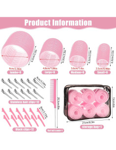 Juego de Rulos Autoadhesivos Obeoby - 50 Piezas Rosa 2