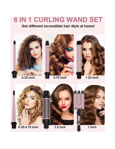 Plancha de Rizar 6 en 1 Karrong con Cepillo y 5 Barriles 2