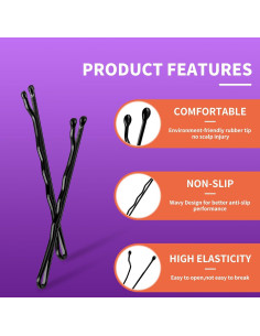 400 Horquillas Negras Cyluer Curvadas para Cabello - 5.08 cm 2